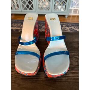 Vintage Y2K BP by Nordstroms Hawaiian Barbie Platform Sandal Wedges Sz. 40